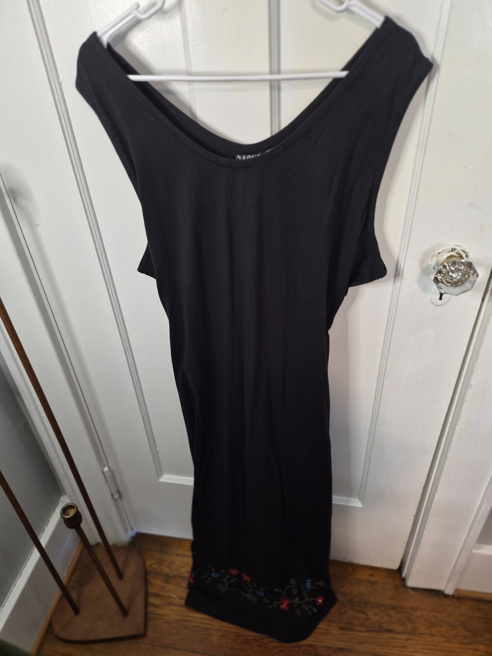Black Maxi Dress with Embroidered Hem